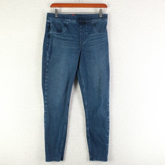Spanx Jeggings Womens Medium Blue Stretch Dark Wash Tapered - Picture 1 of 10